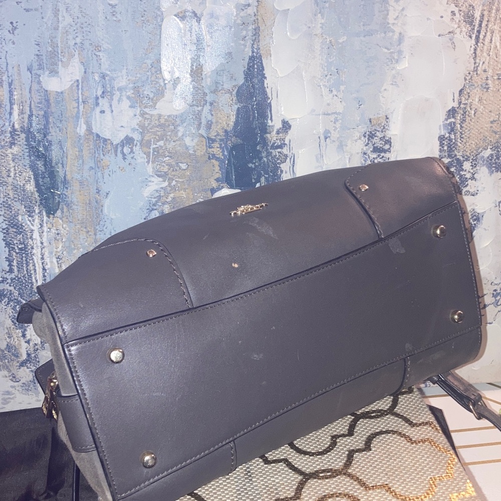 Genuine Coach Mercer 30 Satchel Leather Gray/ Brown Satchel - Picture 7 of 17